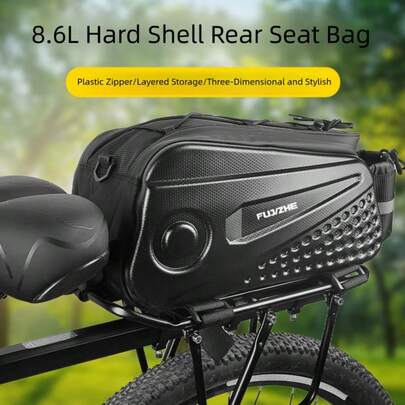 8.6L EVA Hard Shell Bicycle Rear Rack Bag, Electric Bike Saddle Bag, Cross-Border Cycling Tail Bag With Reflective Strips And Shoulder Strap