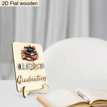 1 pieza Soporte de madera con forma de birrete de graduación de color rosa, para regalo de graduación, sobre para dinero, decoración de fiesta de graduación, regalo de graduación para hija, amiga, Clase de 2026, tarjeta de dinero para graduación con cordel, decoraciones de graduación para mesa - Temporada de graduación - Ver 7