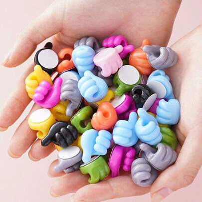 14/10 יחידות באריזה מצוירת בצורת יד דביקה קליפסים לכבלים, מארגן סיליקון לכבל מטען, ווים לניהול קווי טלפון ונתונים, מחזיק כבלים רב תכליתי, אחסון ומארגן לבית, אביזרים לסדר כבלים שאינם חשמליים, ללא צורך בסוללה