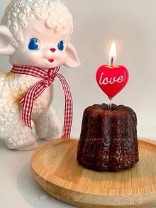 5pcs Red Heart Shaped Happy Birthday Party Cake Candles - Red - View 4