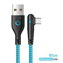 Cable de datos trenzado de nailon sin enredos, cable de datos USB tipo C con ángulo de 90 grados, cable de carga rápida de 120W USB C con ángulo adecuado para dispositivos de juegos, regalo del Día de la Mujer, celebración de cumpleaños - Multicolor - Ver 8