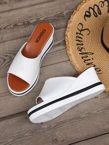 2026 Summer Women's Fashion Lightweight Super High Heel Shoes, Solid Color Slip-On Elastic Comfortable Ladies Shoes For Vacation - White - View 6