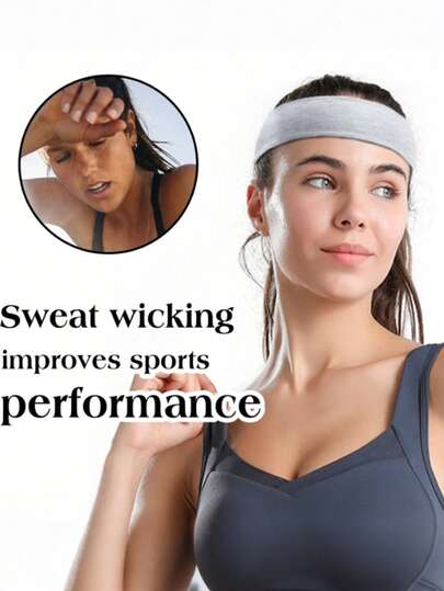 1条极简针织发带，柔软螺旋黑色男女通用休闲运动发带