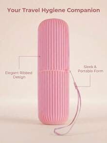 Portable Toothbrush Holder, Travel Rinsing Cup, Dust-Proof Toothbrush Storage Box, Bathroom Toothbrush Cup, Minimalist Striped Wash Cup, Suitable For Travel, Camping, Dorm - A - View 7