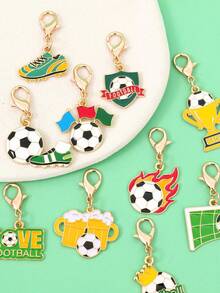 10个/套 2026新款足球主题金属钥匙扣，珐琅滴彩元素，足球图案，2026足球比赛球迷钥匙扣吊坠，精致男女时尚背包挂件，钥匙扣配件礼品 - 10pcs - 查看 5
