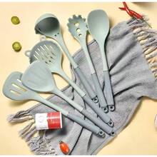 Juego de Utensilios de Cocina de Silicona: Set de Cucharas y Espátulas - Resistente a alta Temperatura - para Hogar y repostería - Perfecto para Amantes de la Cocinar y chefs Verde - Verde - Ver 2