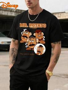 Disney Men's Casual T-Shirt, Mr. Potato Head "Hey, Watch It, Buddy!" Print, Nostalgic & Playful Design, Ideal For Toy Story Fans & Casual Fun - Black - View 1