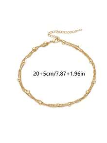 1 chiếc vòng chân đính hạt hai lớp, phụ kiện trang sức chân mùa hè đi biển, thích hợp để đeo hàng ngày và đi nghỉ mát. - Vàng - Xem 5