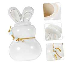 PRETYZOOM - Bote de almacenamiento de hojas de té de cerámica práctico recipiente de té bonito recipiente para cocina mostrador de té recipiente de azúcar con tapa recipiente de té con tapa - Blanco - Ver 3