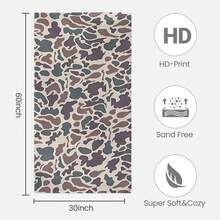 Extra Large Beach Towel, Highly Absorbent, 30*60inch 400GSM Ultra-Soft Microfiber Towel, With Camouflage Print, Extra Large Beach Towel, Summer Essential, Lightweight, Sand-Resistant, No-Wash, Suitable For Men, Women, Girls, Boys, Windproof And Sun-Proof, Ideal For Beach Parties, Quick-Drying, Travel And Camping, Essential Beach Accessory, Christmas Gift, Birthday, Wedding, Father's Day, Home Decoration SNYB - 1 PC - View 8