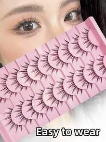 10对卡通尖尾假睫毛，自然柔软，动漫风格，透明睫毛梗 - LK01 - 查看 1