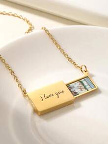 Personalized Heart-Shaped Necklace With Photo, Engraved Heart-Shaped Name Necklace, Minimalist Gift For Mom, Daughter, Couples, Valentine's Day, Birthday, Wedding, Bridesmaid, Jewelry - Multicolor - Style 3 - View 6