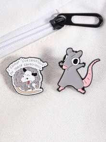 1枚负鼠表情包珐琅徽章“在这种情况下，我甚至无法‘生活、欢笑、爱’”，卡通胸针礼物 - 彩色 - 查看 10