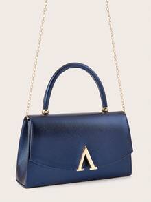 Large Capacity Glamorous Evening Clutch, Shiny Ladies Handbag, Fashionable Flap Design, Luxurious Feel, Perfect For Various Formal Occasions, Ideal Accessory For Weddings And Party Events - Royal Blue - View 4