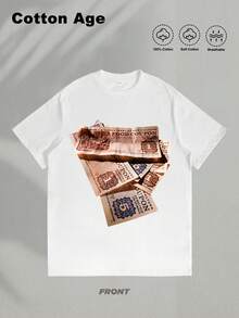 Camiseta estampada para hombre Y2K estampado, estilo callejero Diseño de Cupón de Comida camiseta para hombre con gráficos de ropa urbana - Blanco - Ver 2