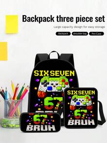 Bộ 3 món chủ đề Robot SIX SEVEN nhiều màu sắc, bao gồm túi đeo chéo, hộp bút và túi đựng đồ - Chất liệu vải Oxford bền, nhẹ và dễ vệ sinh, màu sắc phối hợp thời trang. - Bộ ba lô 15" gồm 3 món - Xem 11