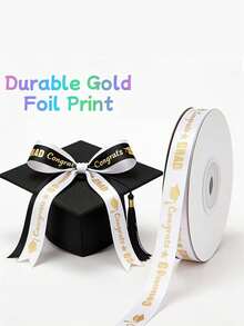 2 rollos de cintas de felicitación de graduación en blanco y negro con efecto metalizado, cintas decorativas para fiestas de graduación, para envolver regalos/manualidades DIY, longitud total de 50 yardas, estilo de graduación en blanco y negro, adecuado para decorar diplomas y vestimenta de graduación - Talla única - Ver 5