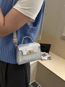 2026新款闪亮迷你法棍包，时尚高品质休闲手提包，女士单肩包 - 白色 - 查看 3