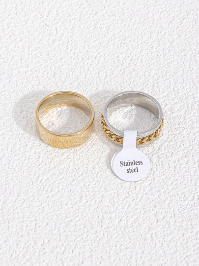 2 piezas Anillos de acero inoxidable frescos para hombres