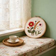 1set Diy Embroidery Kit, Flower Pattern Design Embroidered Wall Art, Hand Sewing Thread Painting, Desktop Decoration, The Color Of The Winding Board Is Random - Multicolor - View 34