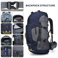 60L Waterproof Backpack MultiFunctional Backpack For Men Hiking Backpack With Rain Cover Multi Compartments Adjustable Straps Travel Bag For Outdoor Dad Gifts - Blue - View 10