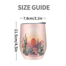 1个/5个 12盎司蛋形不锈钢杯 - 沙漠日落仙人掌鲜花图案，防漏，304不锈钢，非常适合复活节早午餐、婚礼礼物或周末礼物。 - 彩色 - 查看 6
