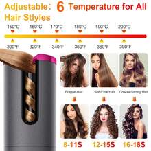 Portable Wireless Auto Curling Iron, Ceramic Curling Wand With LCD Display, Adjustable Heat Temperature And Time, Auto Rotating Curling Tong, Suitable For Home And Travel Use, Best Choice For Women Hair Curling - Multicolor - View 4