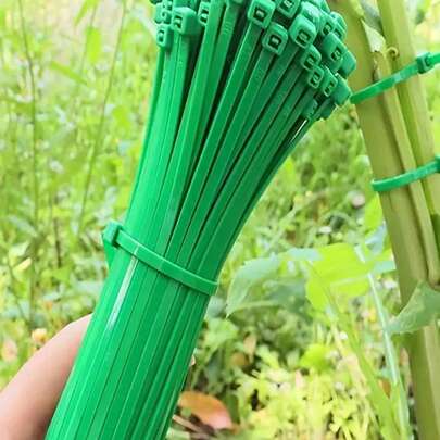 100 chiếc dây buộc vườn, dây rút, dây rút nylon màu xanh lá cây chịu lực cao, màng bọc nhựa, cố định cây trồng, dây buộc cáp vườn di động, chăm sóc vườn và bãi cỏ, dùng để cố định dây leo, lá và ống, giải pháp buộc vườn đa năng, dây buộc trang trí vườn, dây buộc chắc chắn.
