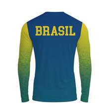 Men's Long Sleeve UV Protection T-Shirt, 3D Polyester, Soccer, Brazil World Cup, World Cup Print, National Team, Pink Shirt, Black, Goal, Games, Yellow, Black, Blue - 藍色 - 查看 2