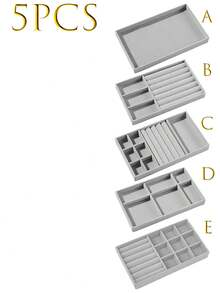 9/1pc High Quality Stackable Velvet Jewelry Tray - Flockless - Durable - Elegant Stackable Jewelry Tray/Stand Drawer Insert Organizer Box For Earrings, Rings, Necklaces & Other Jewelry - Fashionably Organize Your Jewelry - Multicolor - View 16