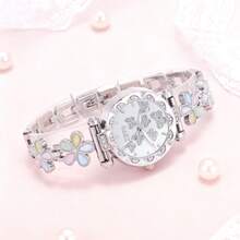 1件/套 优雅简约镶钻石英表，精致美学，理想礼品，年末促销 - 銀色 - 查看 6