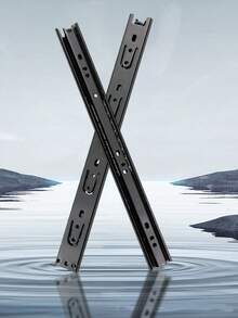 2/4件套黑色不锈钢加厚抽屉滑轨，耐用家具滑轨，侧装式橱柜/衣柜滑动导轨 - 黑色 - 查看 3