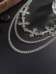 1pc Gothic Style Multi-Layer Cross Tassel Pendant Geometric Chain Body Chain, Retro Hip-Hop, Suitable For Festivals, Parties, Casual Wear, Street Snap, Men's/Couple's Birthday, Banquet, Versatile Charm Jewelry Waist Chain Gift LPFG - Dây xích quần - Xem 5