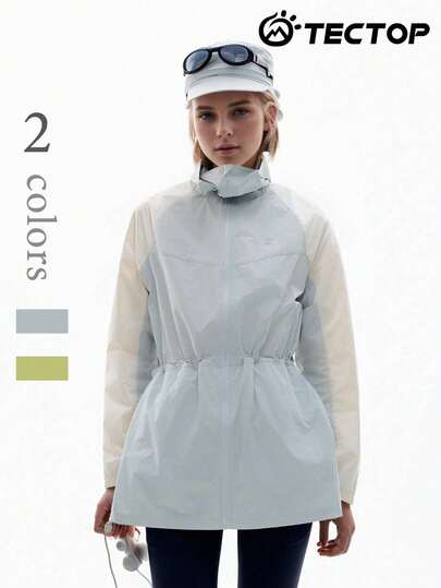 TECTOP Áo khoác dài tay chống nắng UPF100+ dành cho nữ, có mũ trùm đầu, hai túi bên hông, thích hợp cho hoạt động leo núi ngoài trời.