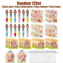 Bộ bút bi 4 trong 1 hình chuột lang nước nhiều màu sắc, kèm theo sticker dễ thương và sổ tay, sổ tay hình chuột lang nước hoạt hình, thích hợp làm quà tặng sinh nhật, giải thưởng, quà lưu niệm tiệc tùng (Ngẫu nhiên) - Nhiều màu - Xem 16