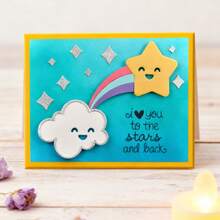 创意彩虹星形模具，DIY剪贴簿相册和压花模板，贺卡制作工具，卡片纸切割工艺品，礼品卡制作模板模切。 - 銀色 - 查看 2