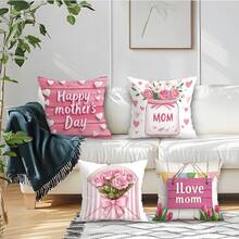 4 Stück Dekorative beidseitig bedruckte Kissenbezüge zum Muttertag, geeignet für Wohnzimmer Sofa Schlafzimmer, Kissenfüllungen nicht enthalten - Verschiedenfarbig - Übersicht 10