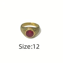 1枚复古风格金色锆石圆点男士戒指，316不锈钢材质，18K真空镀层，防水，防褪色，低过敏性，适合休闲、商务、晚宴等场合佩戴。 - 金色 - 查看 34