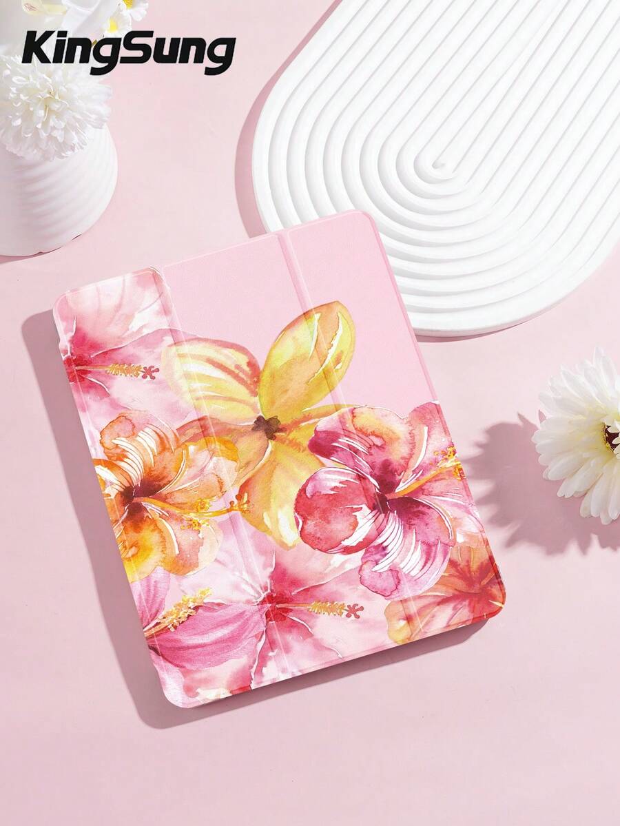 Kingsung Étui de protection pour tablette avec motif floral, compatible avec iPad 9.7/10.2/10.5/10.9/12.9 pouces/Pro 11 pouces, 10e génération, Galaxy Tab S6 Lite 10.4 pouces, Kindle Paperwhite 12e génération 2024, Kindle 11e génération 2022, Clara Color. Protection antichoc douce, support pour support intelligent/réveil/veille automatique