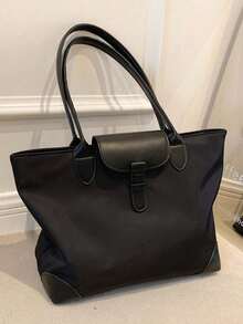 LEATVOOK Large Capacity Women's Fashionable Nylon & Canvas Tote Bag For Mom, Commute, Shoulder Bag Versatile Shoulder Travel Bag, Women's Commuter Bag School Bag, Back To School Backpack, Lightweight Middle School, High School, First Day Of School, Work, Business, Commute, Work Bag Women, Ideal For Everyday Elegance & Special Occasions, Large School Tote Bag - màu đen - Xem 1
