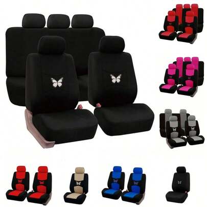 2pcs/4pcs/9pcs Car Seat Covers Set, Made Of Polyester Fabric, Universal Size, Women's Car Accessories, New Design, Car Interior Accessories