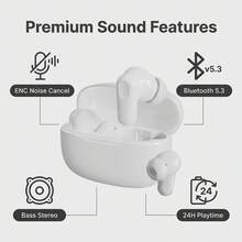 VLDCO V5.3蓝牙耳机，具备ENC降噪功能、强劲低音立体声、24小时超长续航、180mAh电池、轻巧入耳式设计、免提通话功能，兼容所有智能手机 - 查看 3