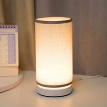 1个现代简约LED台灯，带布艺灯罩，适用于卧室、客厅和办公室 - 小型床头灯，柔和暖光 - 黃色 - 查看 4