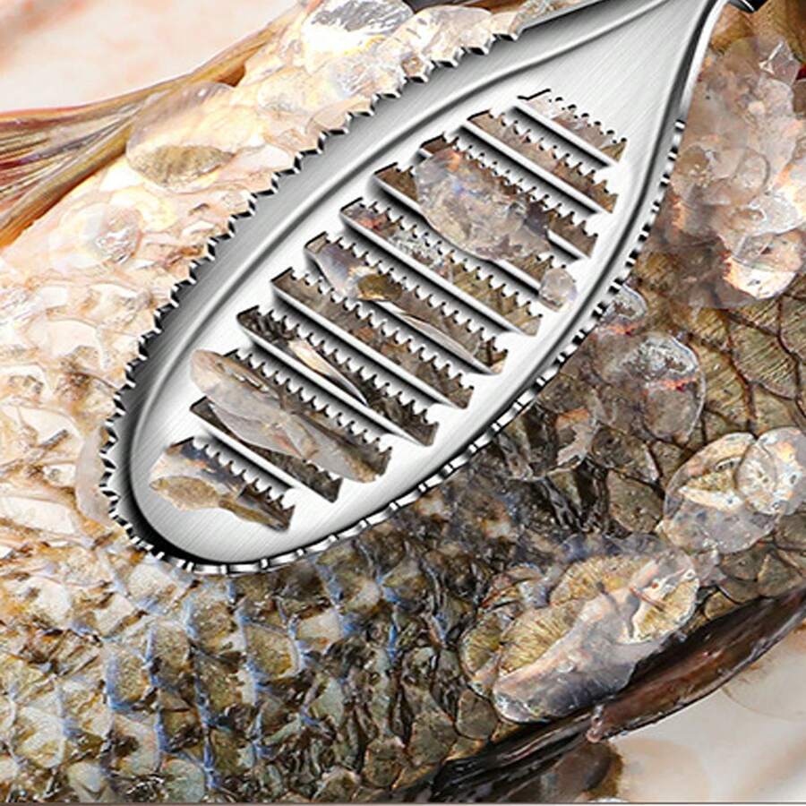 1pc Stainless Steel Fish Scale Scraper Tool, Household Fish Descaling Knife Cleaner - View 1