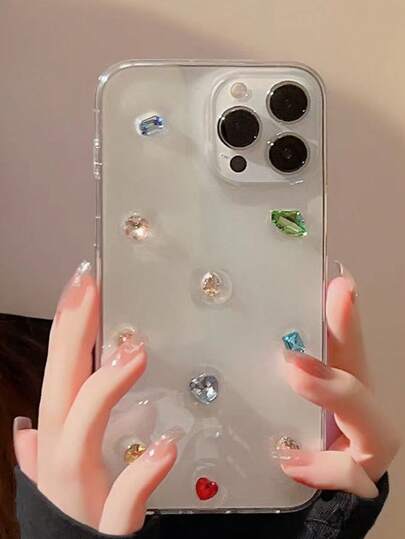 3D彩色钻石14promax适用于13英寸苹果手机壳16英寸苹果手机壳滴胶12英寸软壳XR豪华11英寸