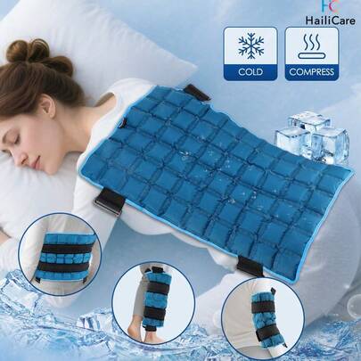 Hailicare Miếng đệm chườm nóng lạnh tái sử dụng 14 * 23 inch, miếng đệm trị liệu đa phần linh hoạt có thể tái sử dụng cho lưng, eo, đầu gối, chấn thương thể thao, giảm đau hàng ngày, chất liệu polymer tự thấm hút, thích hợp cho cả mùa hè và mùa đông.