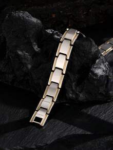 New Casual Style Men's Magnetic Bracelet, Minimalist Black Stainless Steel Bracelet, Suitable For Arthritis, Health Jewelry Gift - Bracelet - View 6