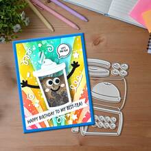Creative Bubble Tea Cup Dies, DIY Scrapbooking Album And Embossing Stencil, Greeting Card Making Tool, Card Paper Cutting Crafts ,Gift Card Making Template Die Cuts. - Silver - View 3