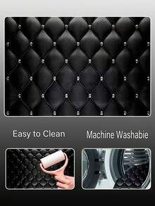1pc Black Diamond Pattern Trunk Mat, Polyester Carpet Lining, Practical For Daily Commute, Loading And Cargo Securing, Car Trunk Mat, Interior Decoration Accessory - Multicolor - View 4