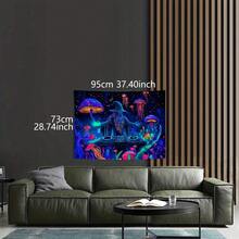 1件闪亮DJ巫师蘑菇水母挂毯，充满活力的霓虹宇宙奇幻卧室装饰，波西米亚嬉皮士宿舍墙饰，抽象荧光外星星系艺术挂毯，大型波西米亚客厅墙饰，适合大学宿舍公寓，特色包括蘑菇、水母、宇宙DJ巫师和醒目的霓虹色彩 - 1PC - 查看 4